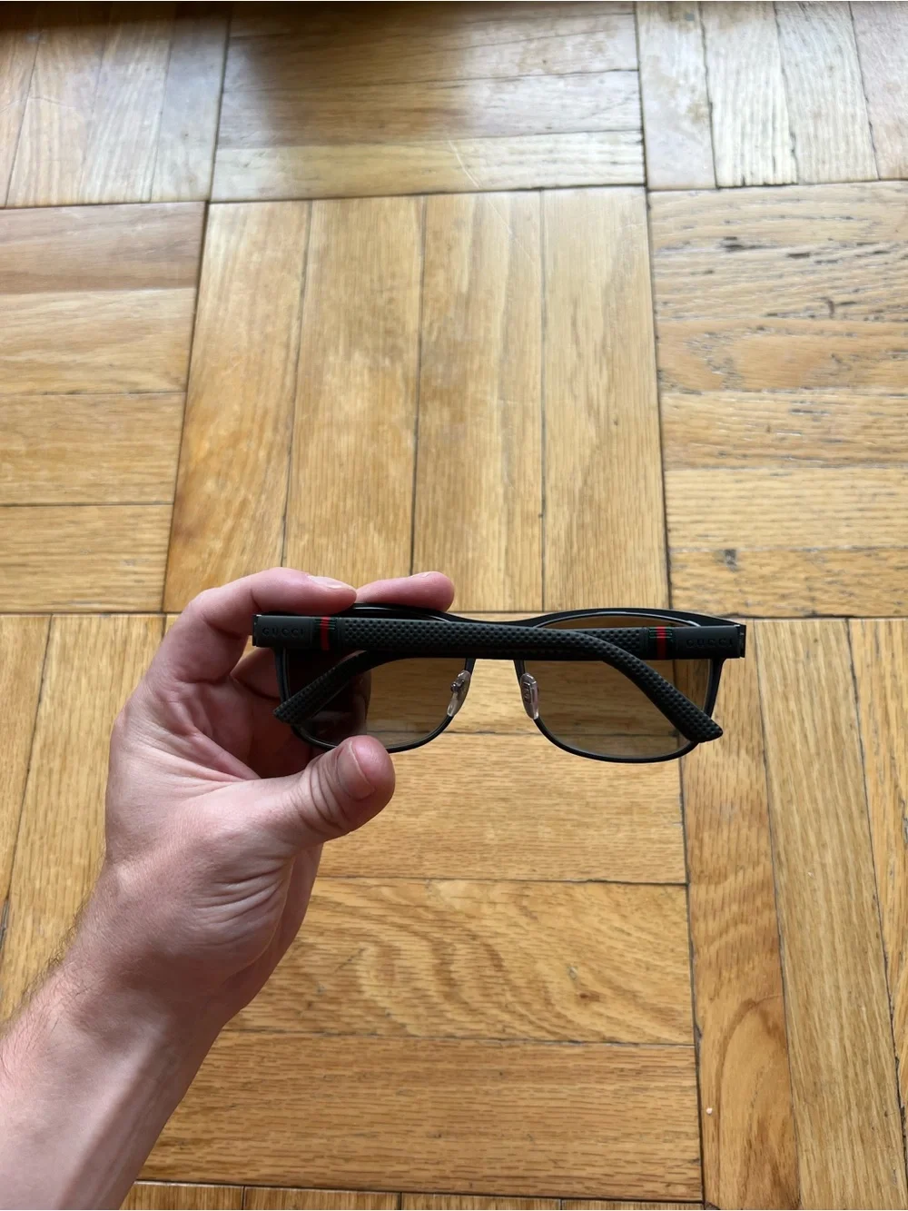 Gucci Black Square Sunglasses with slight gradient Lenses